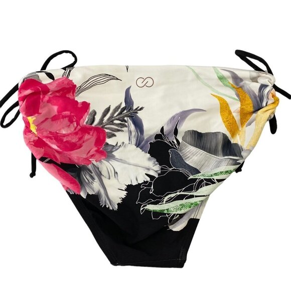 CALIA by Carrie Underwood Black & White Floral 2-pc Twist Bikini Set XS - Picture 6 of 9